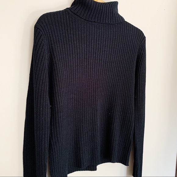 SUZY SHIER Knit Turtle Neck Ribbed Black XL - Picture 2 of 4